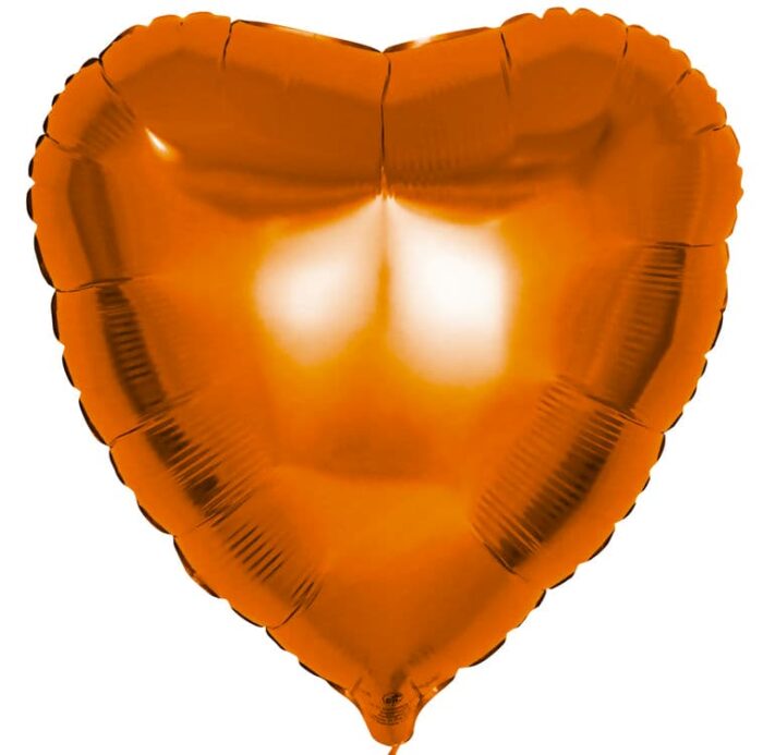 Фольгированный шар (18''/46 см) Сердце, Оранжевый, 1 шт.