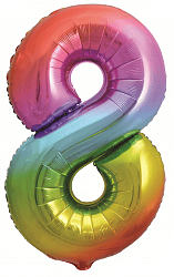 Шар Цифра 8 Яркая радуга (34''/86 см) 1 шт Китай