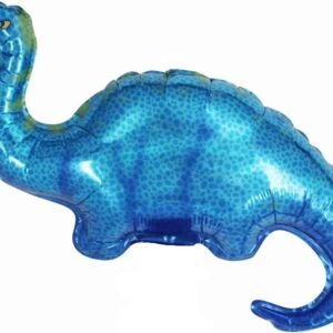Шар с клапаном (17''/43 см) Мини-фигура, Динозавр Диплодок, Синий, 1 шт.