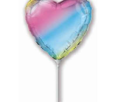 Фольгированный шар (9''/23 см) Мини-сердце,Нежная радуга, Градиент, 1 шт.