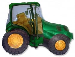 Шар (37"/94 см) Фигура, Трактор, Зеленый, 1 шт.
