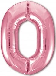 Шар (40''/102 см) Цифра, 0, Slim, Розовый фламинго, в упаковке 1 шт.