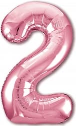 Шар (40''/102 см) Цифра, 2, Slim, Розовый фламинго, в упаковке 1 шт.
