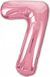 Шар (40''/102 см) Цифра, 7, Slim, Розовый фламинго, в упаковке 1 шт.