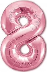 Шар (40''/102 см) Цифра, 8, Slim, Розовый фламинго, в упаковке 1 шт.
