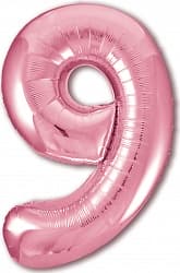 Шар (40''/102 см) Цифра, 9, Slim, Розовый фламинго, в упаковке 1 шт.