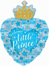 Шар (19''/48 см) Сердце, С Днем Рождения, Маленький Принц, Голубой, 1 шт.