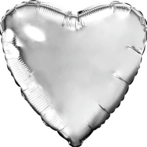 Набор шаров с клапаном (9''/23 см) Мини-сердце, Серебро, 5 шт. в упак.