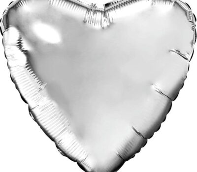 Набор шаров с клапаном (9''/23 см) Мини-сердце, Серебро, 5 шт. в упак.