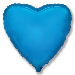 Фольгированный шар (9''/23 см) Мини-сердце, Синий, 1 шт.