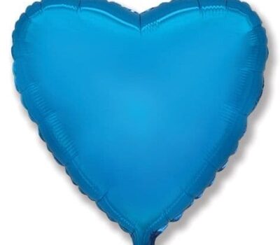 Фольгированный шар (9''/23 см) Мини-сердце, Синий, 1 шт.