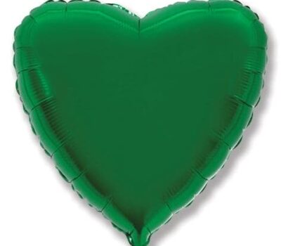 Фольгированный шар (9''/23 см) Мини-сердце, Зеленый, 1 шт.