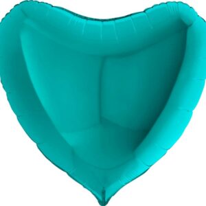 Фольгированный шар (9''/23 см) Мини-сердце, Тиффани, 1 шт.