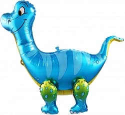 Шар (25"/64 см) Ходячая Фигура, Динозавр Брахиозавр, Синий, 1 шт. в упак.