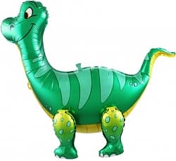 Шар (25"/64 см) Ходячая Фигура, Динозавр Брахиозавр, Зеленый, 1 шт. в упак.