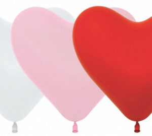 Шар Сердце (12"/30 см) Ассорти Белый (005)/Розовый (009)/Красный (015), пастель, 100 шт.