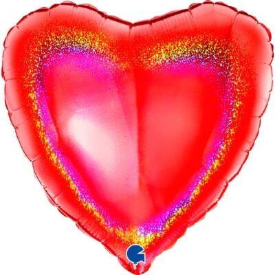 Шар G 18 Сердце Красное голография / Heart Red Glitter Holographic / 1 шт /
