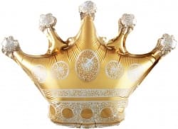 Шар (34"/86 см) Фигура, Корона, Золото, 1 шт.