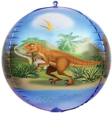 Шар 3D (24''/61 см) Сфера, Динозавры, 1 шт.