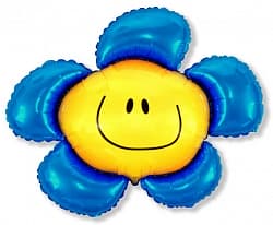 Шар (41"/104 см) Цветок, Солнечная улыбка, Синий, 1 шт.