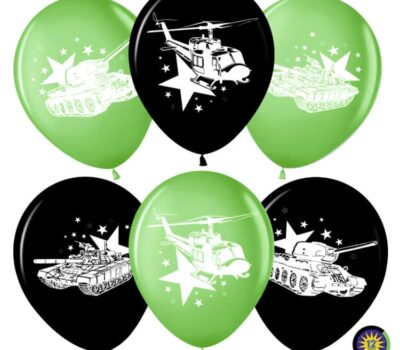 Воздушный шар (12''/30 см) Воздушно-десантная техника, Черный/Зеленый, пасте