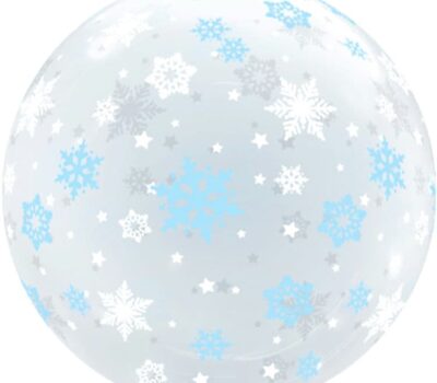 Шар (20''/51 см) Сфера 3D, Deco Bubble, Снежинки, Прозрачный, Кристалл, 1 шт. в упак.