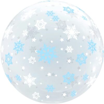 Шар (20''/51 см) Сфера 3D, Deco Bubble, Снежинки, Прозрачный, Кристалл, 1 шт. в упак.