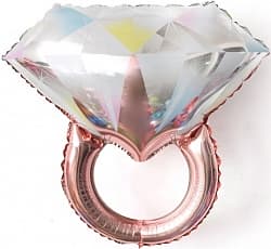 Шар (27"/69 см) Фигура, Кольцо с бриллиантом, Розовое Золото, 1 шт.