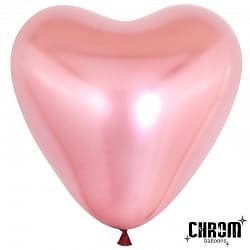Шар Сердце (12"/30 см) Розовый, хром, 50 шт.