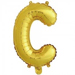 Шар с клапаном (16"/41 см) Мини-буква, С, Золото, 1 шт. в упак.