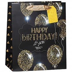 Пакет подарочный, Роскошный День Рождения, Дизайн №3, с блестками, 32*26*12,5 см, 1 шт.