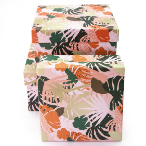 Набор коробок Разноцветные листья, Розовый, 19*19*10 см, 3 шт.