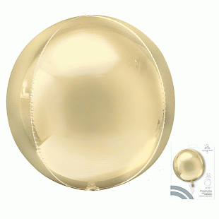 Шар А (16"/40 см) Сфера 3D Жёлтый Пастель, Pastel Yellow Orbz, в упаковке