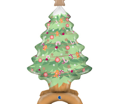 Шар 3D (31''/79 см) Фигура на подставке, Новогодняя елочка, Светло-зеленый, 1 шт.