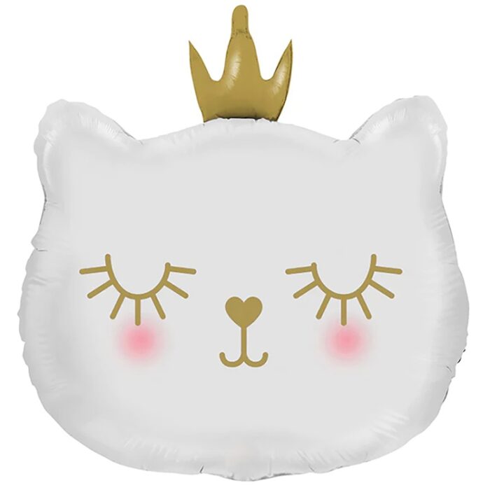 Шар (29"/74см) К ФИГУРА Кошка в короне голова белая