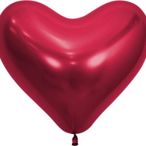 Шар Сердце (14''/36 см) Reflex, Зеркальный блеск, Красный (915), хром, 50 шт.
