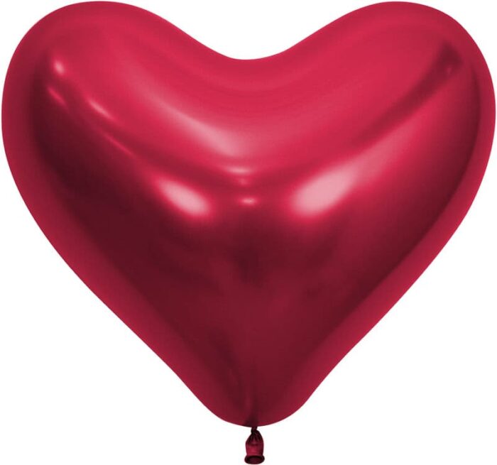 Шар Сердце (14''/36 см) Reflex, Зеркальный блеск, Красный (915), хром, 50 шт.