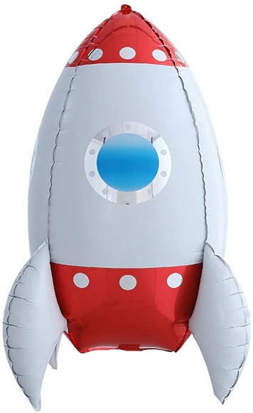 Шар (28''/71 см) Фигура, 3D Ракета, Красный