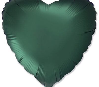 Шар (18''/46 см) Сердце, Темно-зеленый, Сатин, 1 шт.,