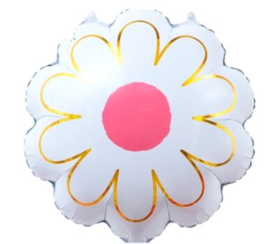 Цветок белый, фольгированный шар