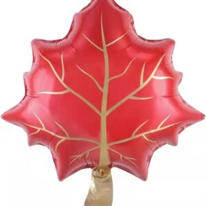 Шар с клапаном (14''/36 см) Мини-фигура, Кленовый лист, Красный, 1 шт.