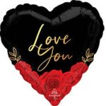 ШАР А 18" ILY Розы красные на черном S40