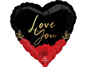 ШАР А 18" ILY Розы красные на черном S40
