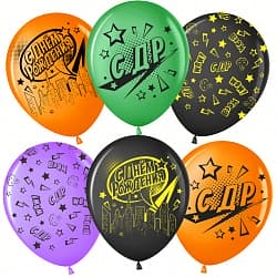 Шар (12''/30 см) Ночной город, С Днем Рождения!, Ассорти, пастель, 5 ст, 25 шт.