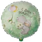 Шар К 18" РУС ДР Зайка с одуванчиками