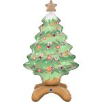 Шар 3D (31''/79 см) Фигура на подставке, Новогодняя елочка, Светло-зеленый, 1 шт.