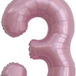 Шар (40''/102 см) Цифра, 3 Золотая корона, Розовый, 1 шт. в уп.