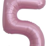 Шар (40''/102 см) Цифра, 5 Золотая корона, Розовый, 1 шт. в уп.