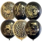 Шар М 12"/30см BLACK&GOLD асс рис Wild Party
