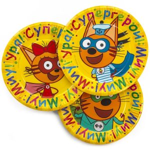 Тарелки (9''/23 см) Три Кота, Супергерои!, Желтый, 6 шт.